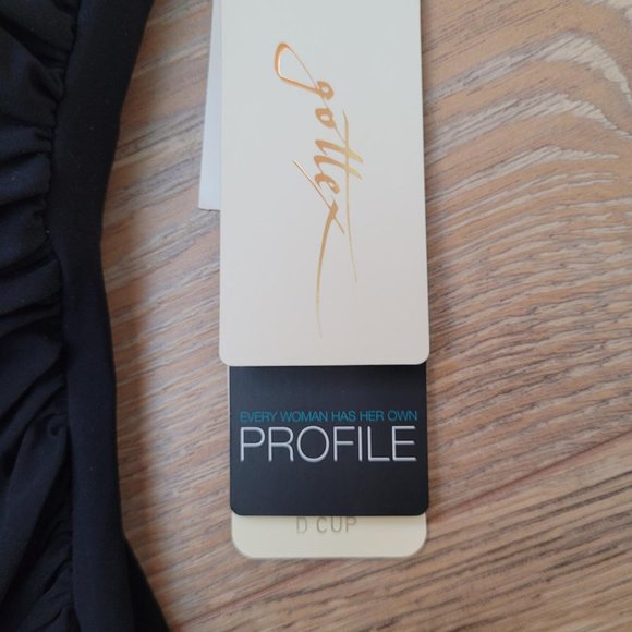 114. Profile by Gottex Underwire one piece Swimsuit. Solid Black. Size 10D. NWT - Picture 3 of 4